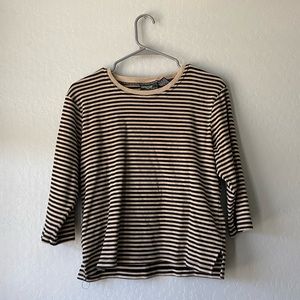 Striped Ringer Tee with 3/4 Sleeves